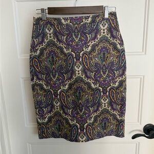 J. Crew Multicolor Paisley Pencil Skirt